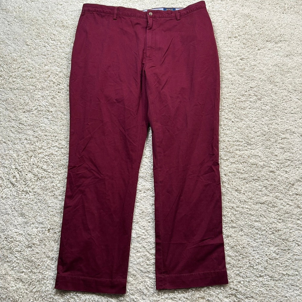 Polo Ralph Lauren Chino Pants 42x32 Burgundy Stretch Classic Fit Twill